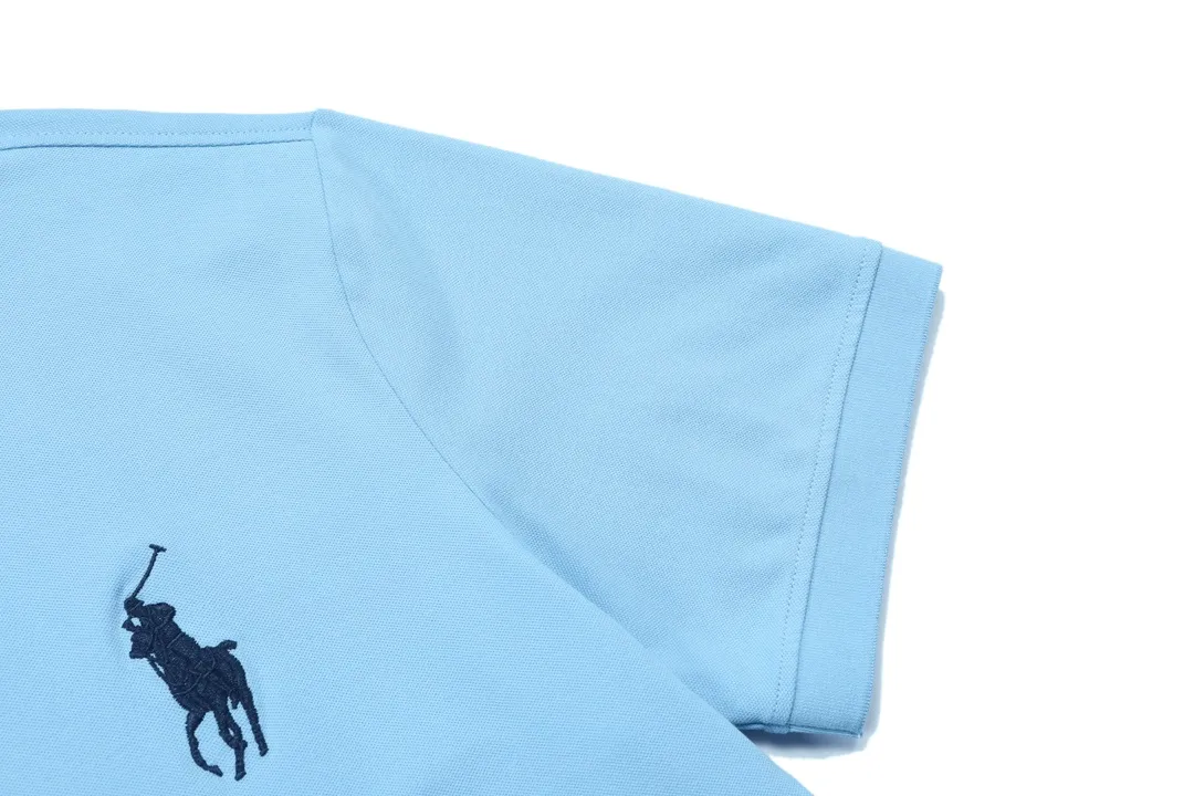 🅿️190 RALPH LAUREN 2025 new style classic polo embroidered little bee logo, same style for men and women, casual polo shirt ·Customized pique cotton fabric ·Imported Tajima machine embroidery technology ·Collar label, hangtag, main mark and three complete labels Color: sky blue Size: M-XXXL